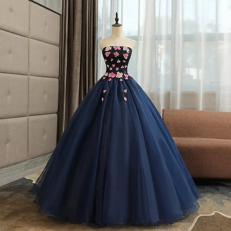 Бальные платья Mrs Win элегантное бальное платье без Бретелек Милое вечернее платье на выпускной бальное платье F - Цвет: Синий