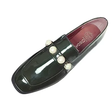 GAORUI/ г. Новые весенние женские туфли с квадратным носком однотонные женские туфли из искусственной кожи на плоской подошве с жемчужной пряжкой; повседневная обувь