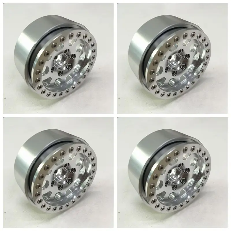 Silver 4 шт./компл. 1,9 ''сплав колеса обод для колеса Beadlock Для осевой SCX10 CC01 Высокое качество алюминий 1,9 дюймов колеса RC Рок Гусеничный - Цвет: Silver