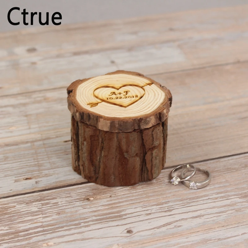 

Personalized Retro Wedding Ring Box Custom Heart Arrow DIY Date Name Ring Box Rustic Ring Bearer Box Wedding Ring Holder