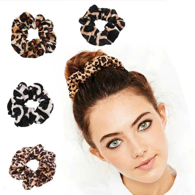 

Spring Dot simple Smooth Animal Velvet hair Scrunchies Leopard Print Houndstooth patterns autumn winter hairbands accessories