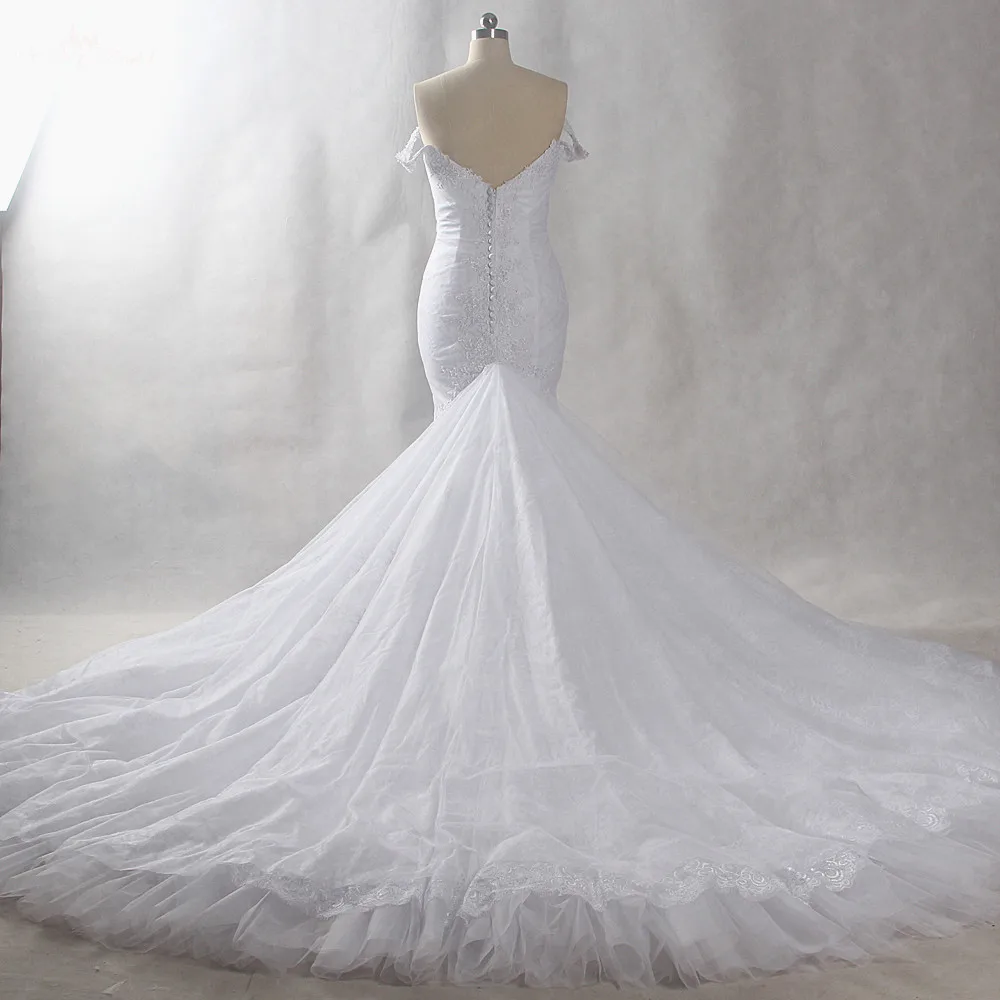 Rsw1386 yiaibridal длинным шлейфом Кружево Русалка свадебное платье с открытыми плечами