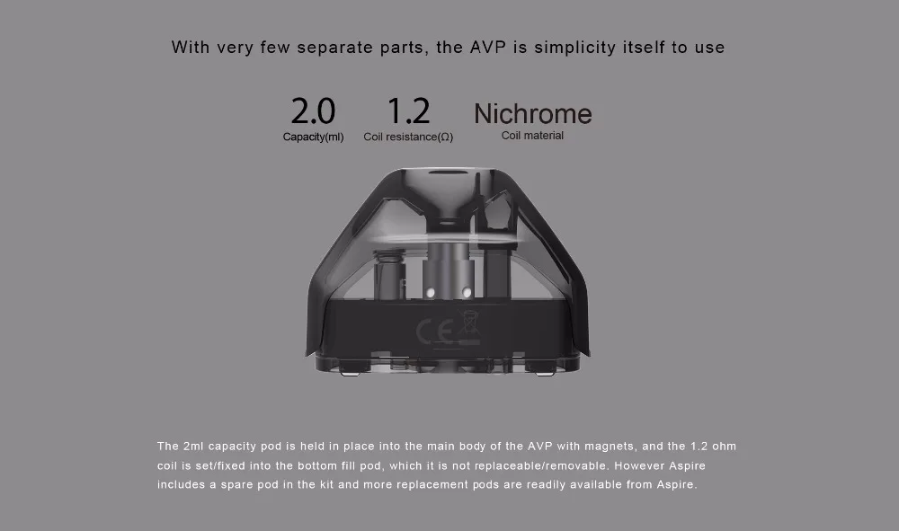 Original Aspire AVP AIO Kit 700mAh Built-in Battery and 2ml AVP Pod With 1.2ohm Nichrome Coil AVP Vape Kit Electronic Cigarette 02 (5)