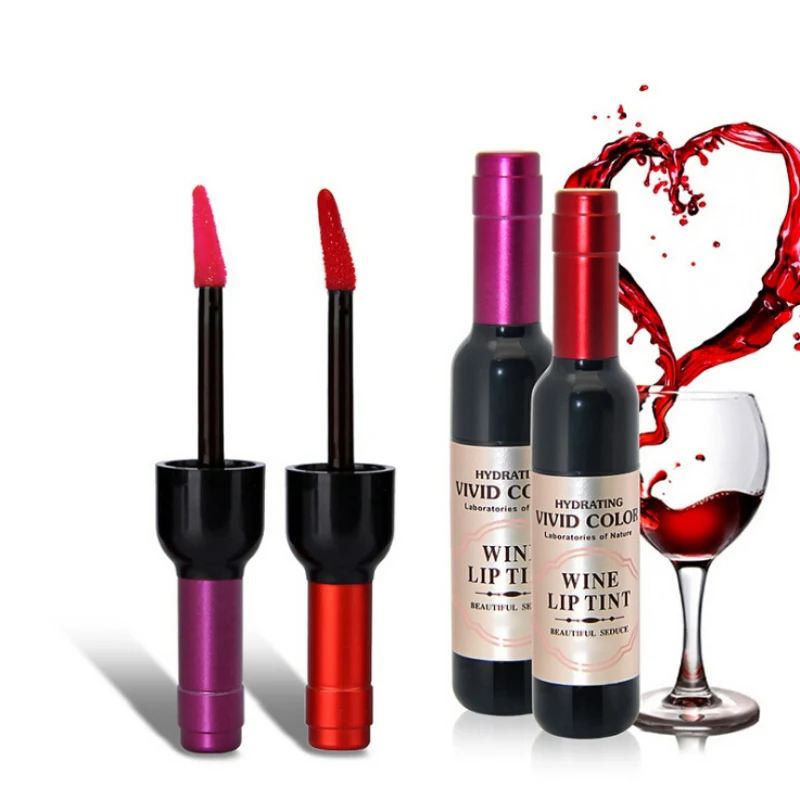 Red Wine Bottle Shape Lip Glaze Lipstick Liquid Moisturizer Nutritious