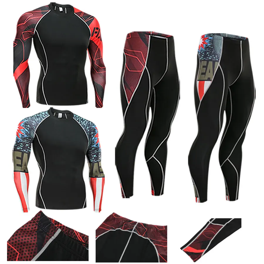 

Ladies Suit Thermal Underwear Fitness Sportswear Work Out Compression Running Tights Sport Costumes For Men Tracksuits kit
