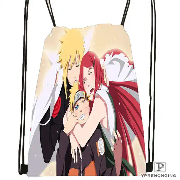 Drawstring Backpack Стикеры с Наруто Uzumaki походная сумка на шнурке милый рюкзак для детей(черная спинка) 31x40 см#180531-04-35 - Цвет: Drawstring Backpack
