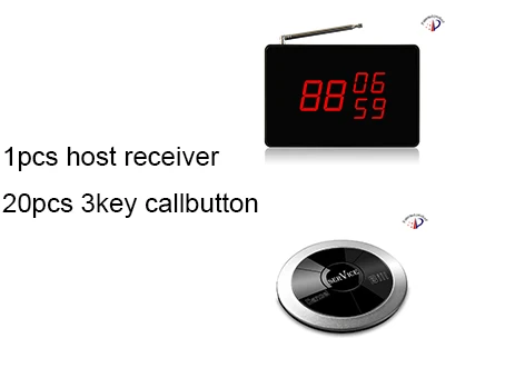 

Free shipping ! 1pcs host receiver+20pcs callbutton restaurant pagingsystem,guest calling system, waiter beeper, pager