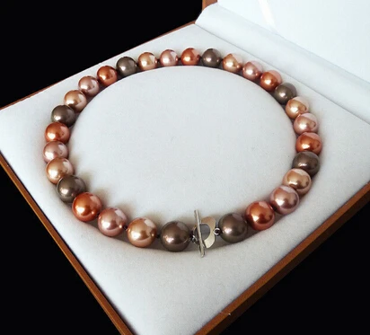 XUEYUN 313++++ 12 мм шоколад цвет перлы раковины necklace18"