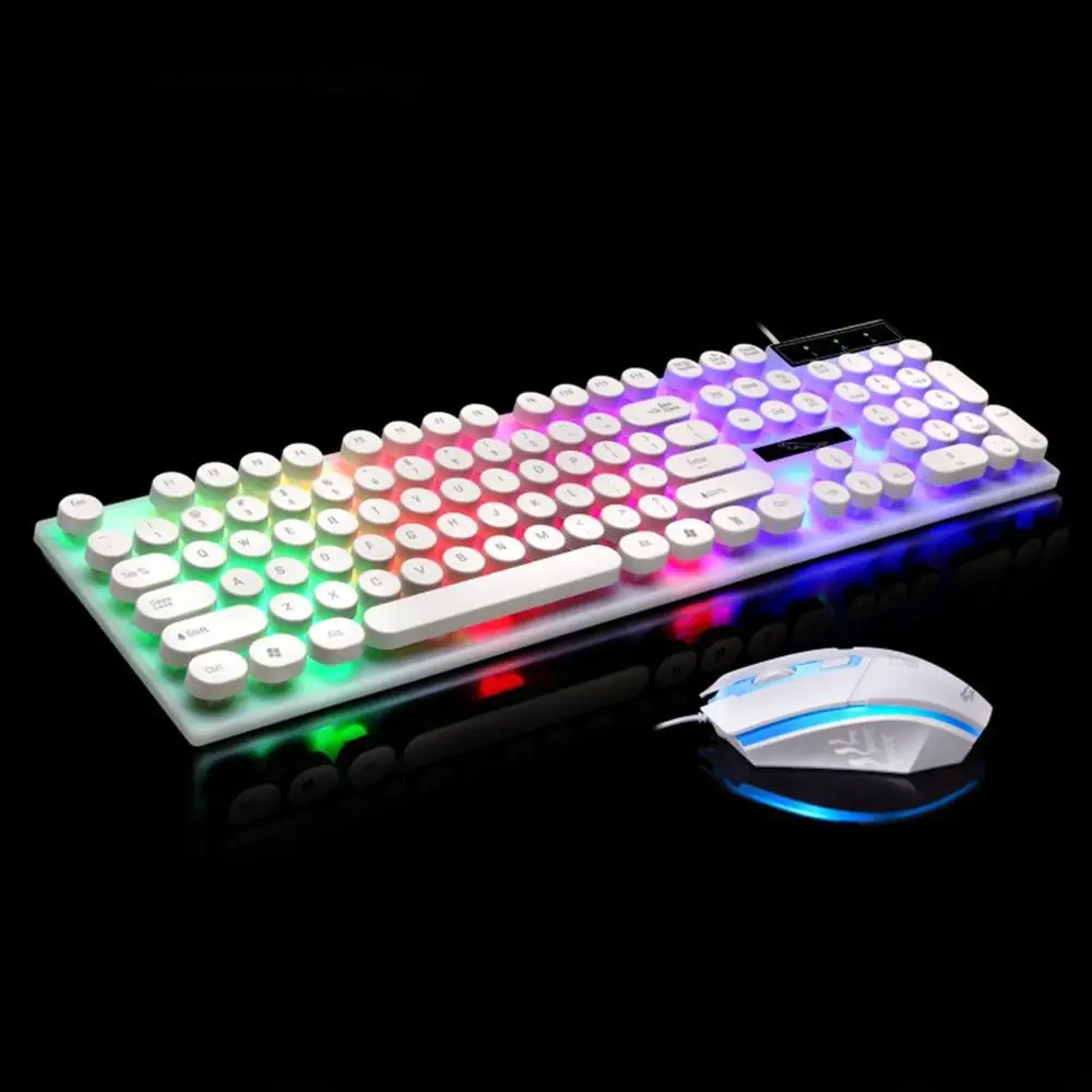 Best G21 Punk USB Wired Mechanical Keyboard Led Colorful Backlight Gaming Keyboard Mouse Set For PC Computer Gamer