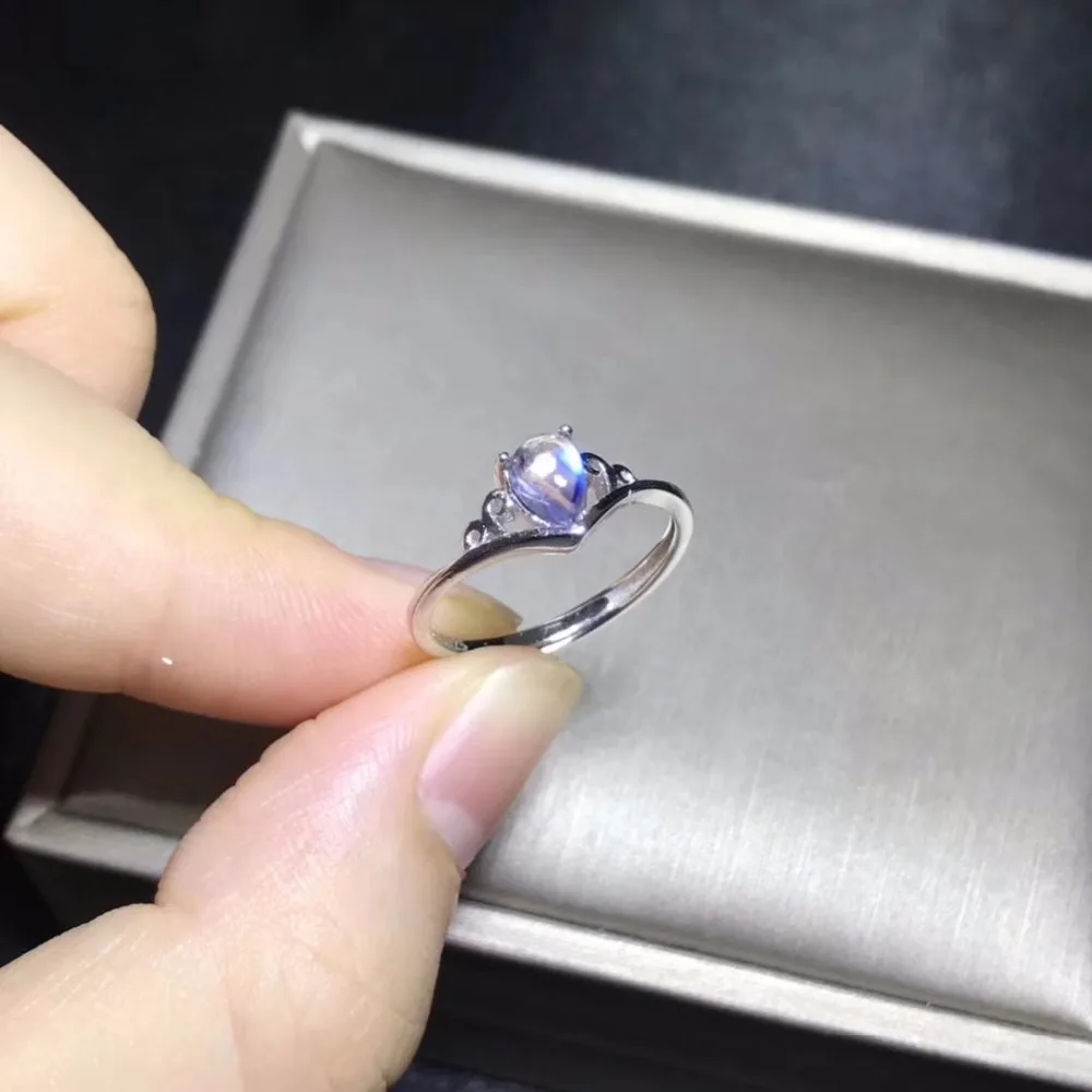 

US STOCK Uloveido Moonstone Ring, 925 Sterling Silver, Size 4-14, Lady's Certified Oval Shape Gemstone Crown Jewelry FJ218