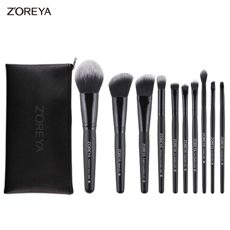 

ZOREYA 10pcs Professional Cosmetics making up brushes kit Powder Blush Foundation Concealer And All Kind Of Eye Brushes hot sale