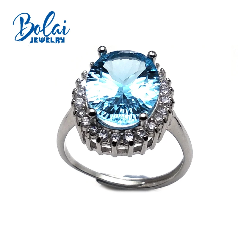 

Bolaijewelry,simple style ring and natural Baby sky blue topaz ,amethyst fine gemstone jewelry for women party wear best gift