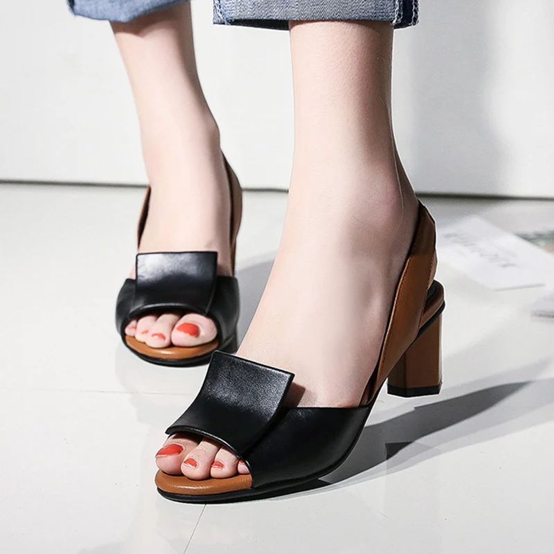 

Woman In High Heels Large Size 34-43 Summer PU7cm Heels Sandals Ladies High Quality Highs Heel Sandals Female Work Shoes Leather