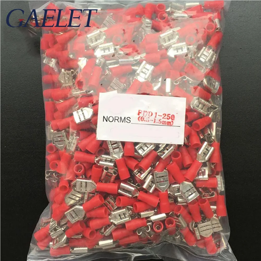 

FDD2-250 Female Insulated Electrical Crimp Terminal for 1.5-2.5mm2 Connectors Cable Wire Connector 100PCS/Pack FDD2.5-250ZK35