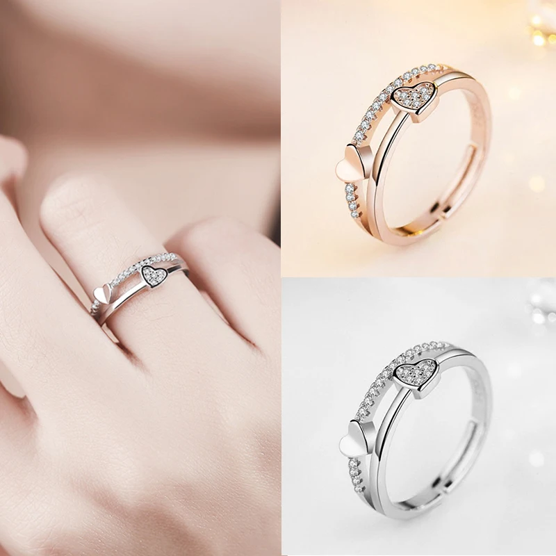 Кольца в форме сердца для женщин, регулируемые, уникальные, простые, Bijoux Love, свадебные ювелирные изделия, женское кольцо, Anel Anillos, аксессуары, подарок
