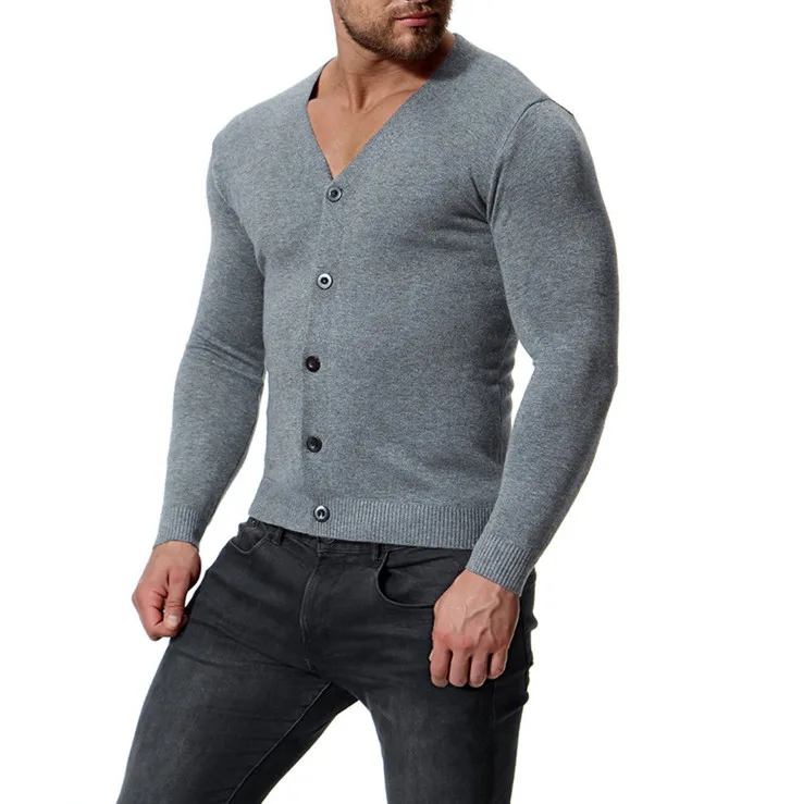 Europe and America V-Neck Cotton Sweater Men New Arrival Slim Fit Cardigan Knitwear Fashion Sweatercoat Male Knitted Clothing