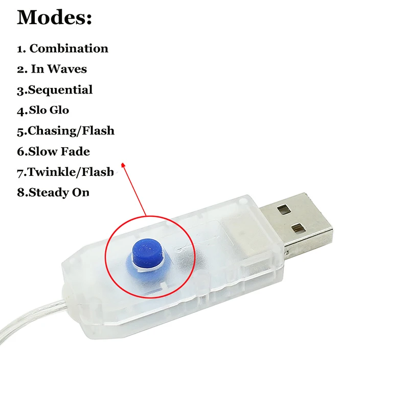 8 режимов с питанием от USB 10 м 33 фута 100 светодиодные гирлянды Открытый медный провод Праздничный Рождественский фестиваль Свадебная вечеринка украшение свет