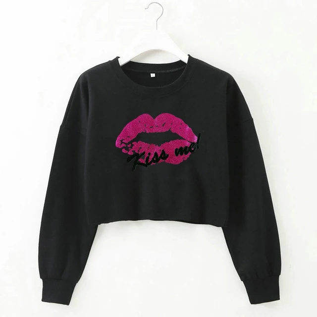 Fashion Women Kiss Hoodies Hooded Sweatshirts Hoodies Crop Tops Coat ...