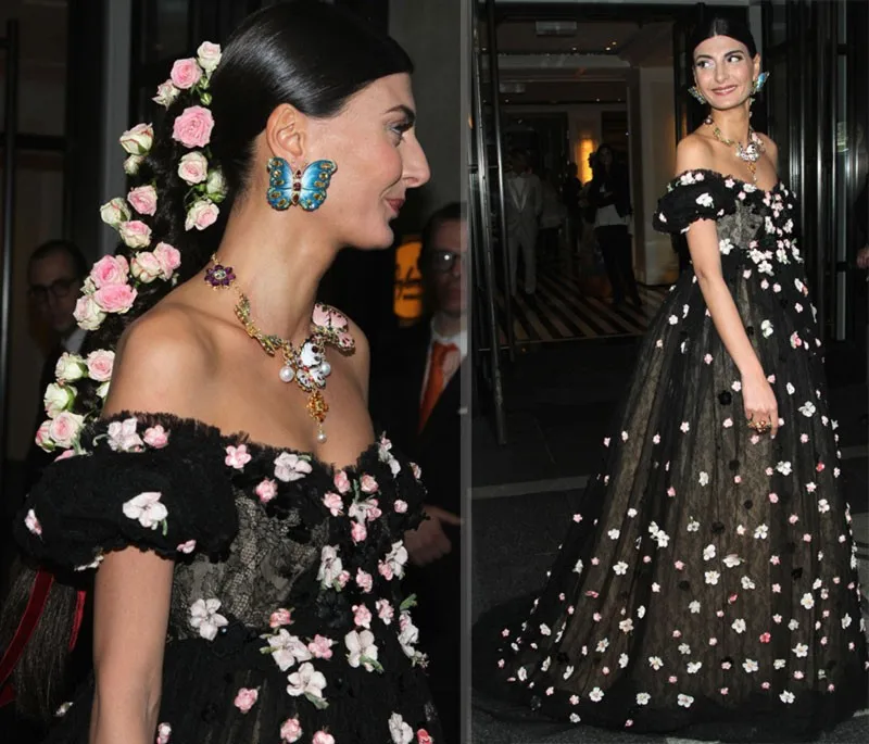 2014-met-gala-red-carpet-giovanna-battaglia- -dress-hair-roses  -Maternity--usd 205