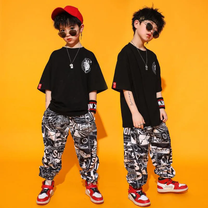 Children Costumes Kid Casual T Shirt Top Sport Jogger Pants Hip Hop Clothing for Girls Boys Dance Costume Ballroom Dancing Streetwear