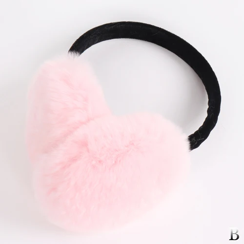 pink Новые эластичные меховые наушники ручной работы с кроликом Рекс Женские зимние теплые меховые наушники кролика рекс женские пушистые натуральные меховые наушники - Цвет: pink