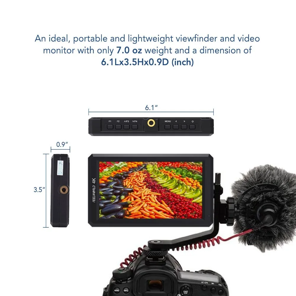 5 7 дюймовый Full HD монитор Feelworld F6 для прямого эфира с рычагом наклона 4K HDMI вход DC