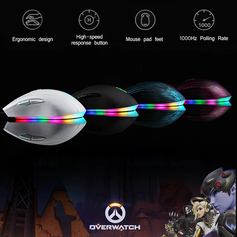 Игровая мышь Motospeed V60 RGB программируемая геймерская USB 5000DPI с 7 кнопками Проводная