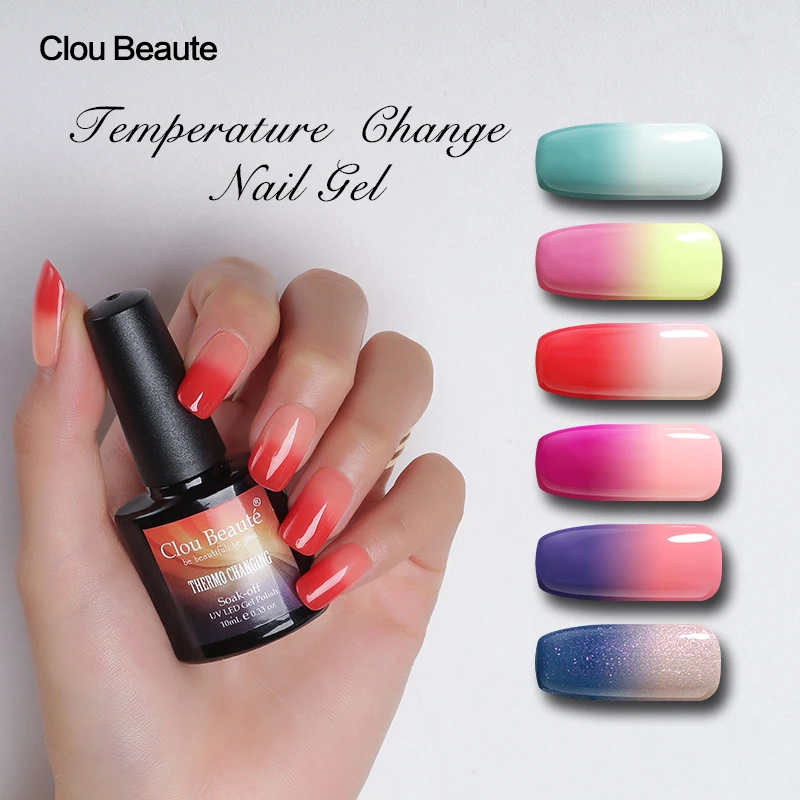 

Clou Beaute Thermo Changing UV Gel Nail Polish Soak Off Nail Gel Color UV & LED Lacquer Temperature Varnish