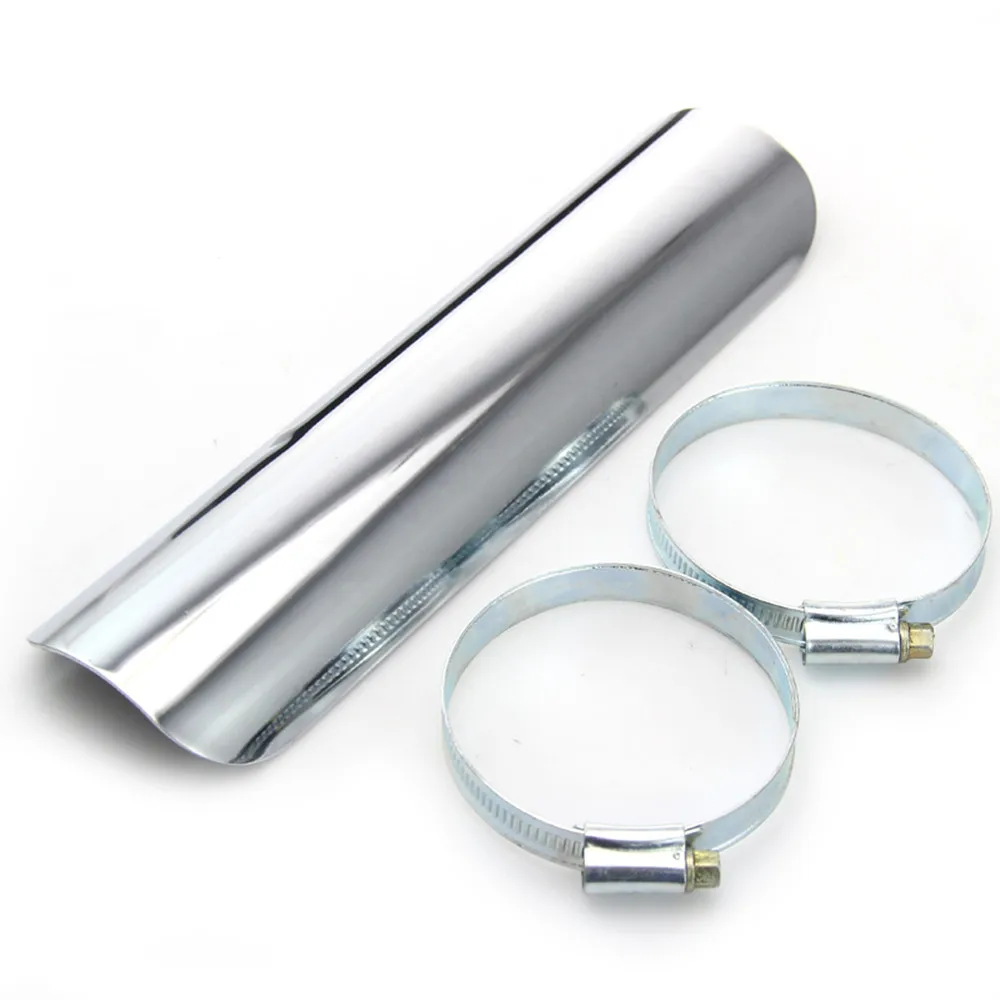 

harley exhaust pipes Chrome Steel Exhaust pipe Heel Guard Heat Shield Cover Motorcycle Heel Guard anti Heat Shield protection