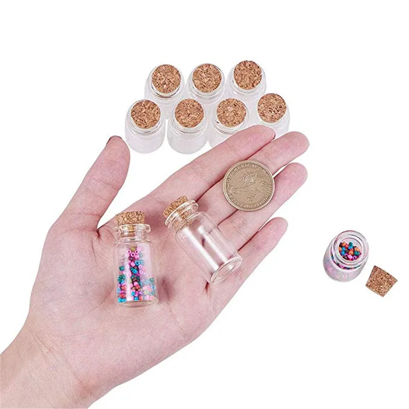 Мини креативная прозрачная стеклянная банка бутылки желаний Vials с пробкой
