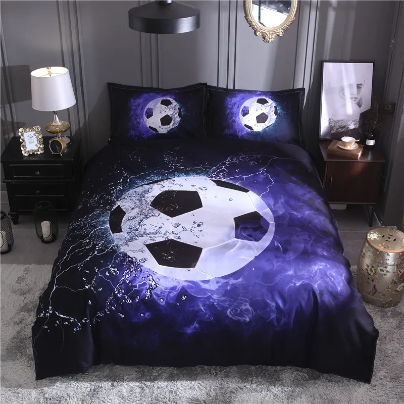 Football Printed Bedding Sets Duvet Cover Set 3pcs Bed Set Twin Double ...