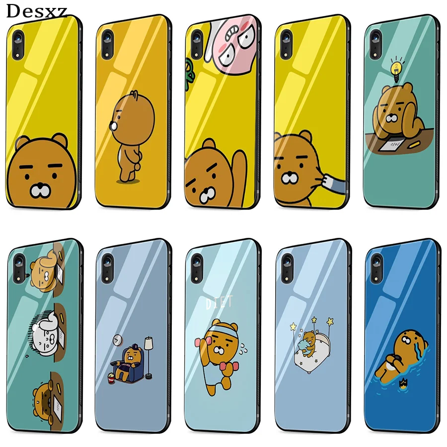 

Desxz Glass Case TPU For iPhone 6 6s 7 8 Plus X XR XS Max 5 5s SE Cover Funny Cocoa