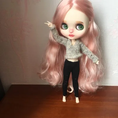 1/6 blyth кукольная одежда Pullip модные кукольные аксессуары свитер+ джинсы с дырками костюм 30 см bjd blyth кукольная одежда для Барби