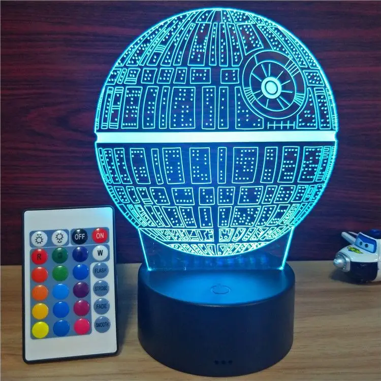 Несколько Star Wars Death Star светодиодный 3D night lights Творческий Ambient Light настольную лампу домашнего освещения Bulbing Цвет изменить Luminaria