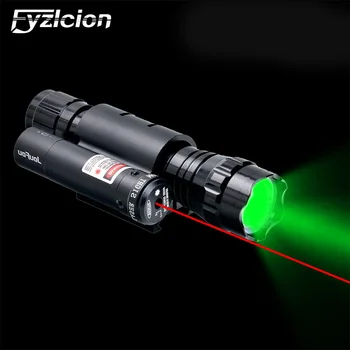 

Tactical Hunting Light Ultra Bright Strong Green Flashlight with Red Laser Sight 20mm Rail Mount Torch Kit