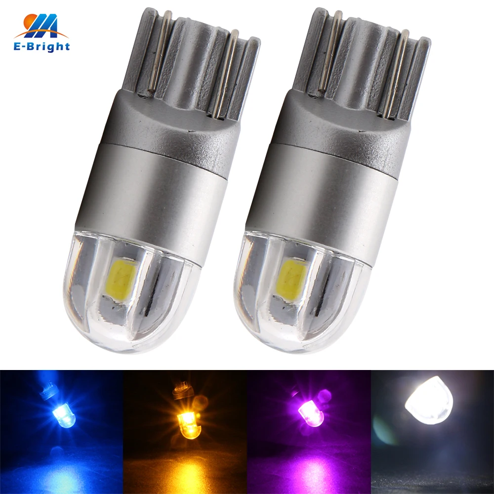 

YM E-Bright 2X 12V 24V T10 3030 2 SMD 194 168 W5W LED Width Light 240Lm Nonpolarity License Plate Lights Ice Blue Green Pink