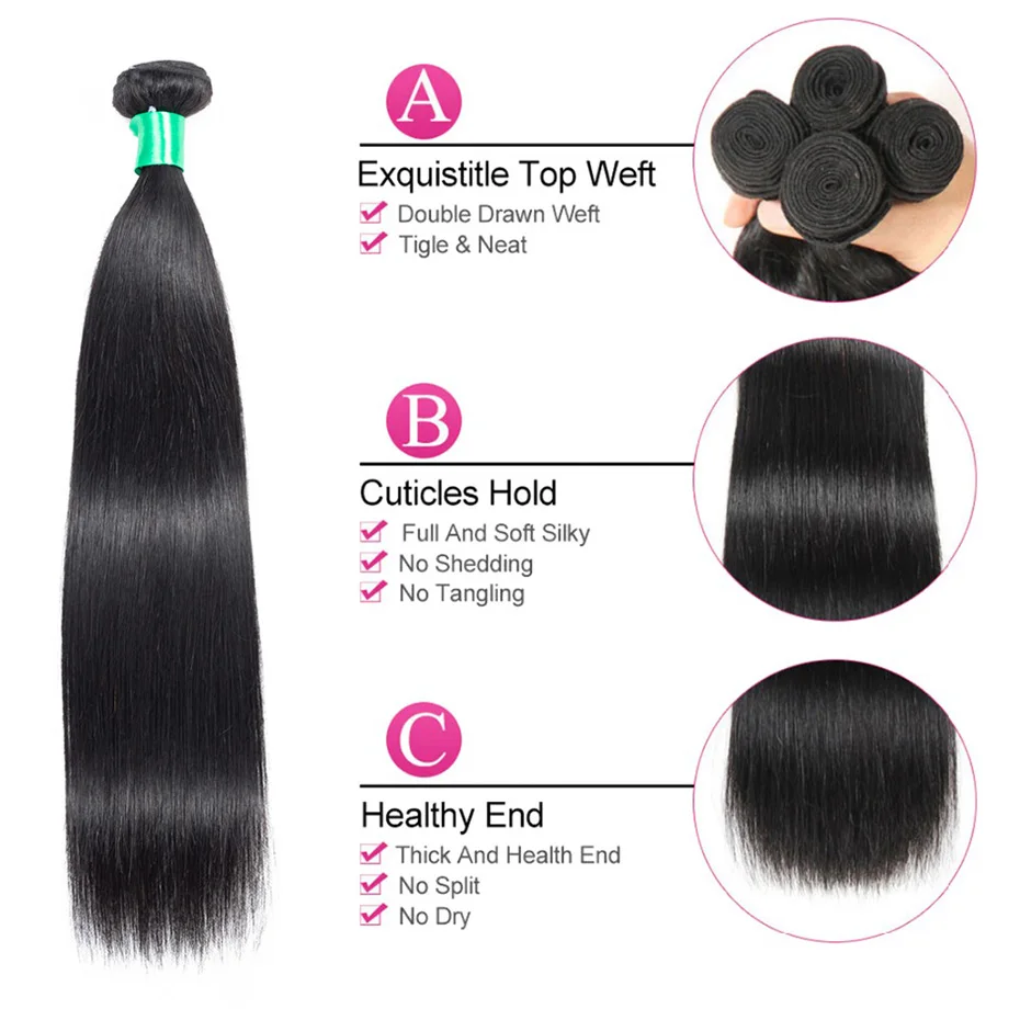 Straight Hair Bundles With Closure Peruvian Hair Bundles With Closure Ably Remy Hair Extensions 4 Bundles With 4x4 Lace Closure