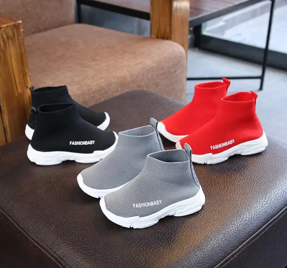 

Children casual shoes 2019 male female sneaker child high elastic foot wrapping snow boots kids knitted socks shoes baby shoes