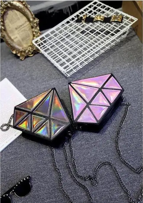 Новая модная Голограмма 3D Алмазная форма женская сумка через плечо Лазерная голографическая сумка через плечо с лоскутной сумкой на плечо