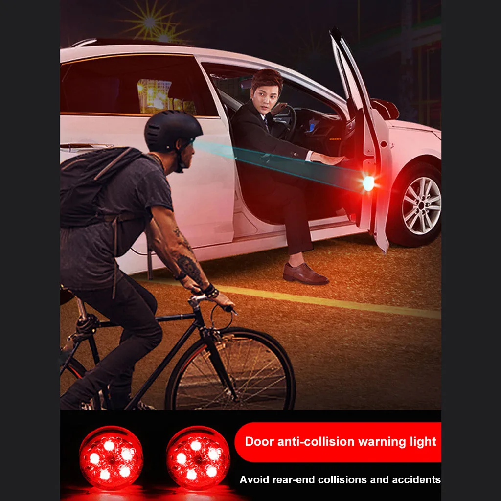 

2PC Car Accessories LED Lamps For Cars 5LED Car Door Warning Light Wireless Anti Rear Collision Lamp Kit Flash