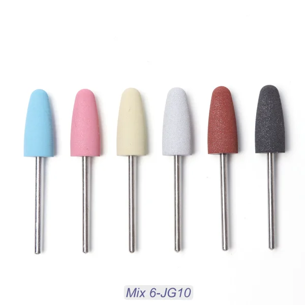 Алмазные Керамические сверла для ногтей, Электрический Маникюрный станок, фреза, полировочные буферные пилки для ногтей, аксессуары для педикюра LEJG/MS - Цвет: Mix 6-JG10