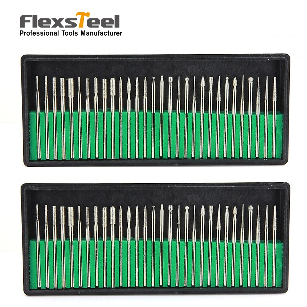 60PCS Diamond Burrs Drill Bit Set Drill Glass Gemstone Metal Shells