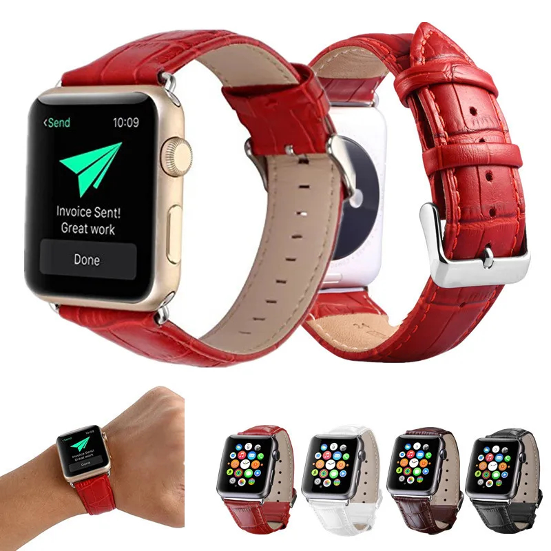 

Replacement Wristband For Apple Watch Band 38mm 42mm Metal Clasp Genuine Leather Strap For iWatch Series 3 Series 2 Series 1