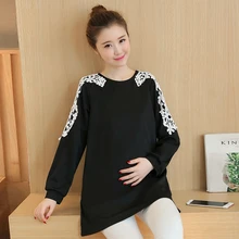 Maternity Tops Tee Clothes LaceT Shirt Long Sleeve Spring Autumn Clothing for Pregnant Women Pregnancy Roupa De Gravida B270