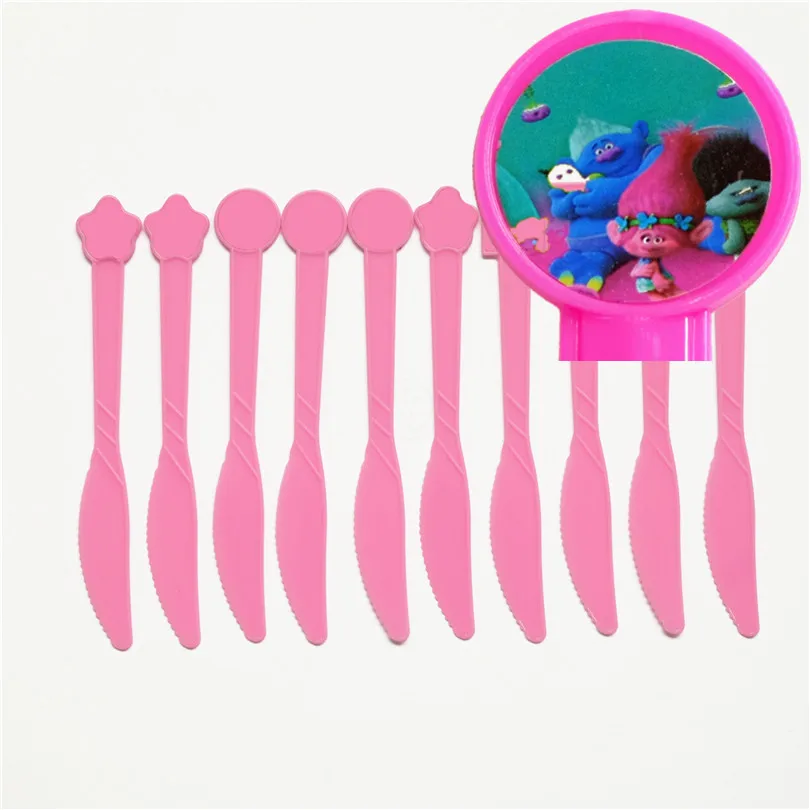 10pcs/lot Disposable Knife Trolls Poppy DJ Suki Guy