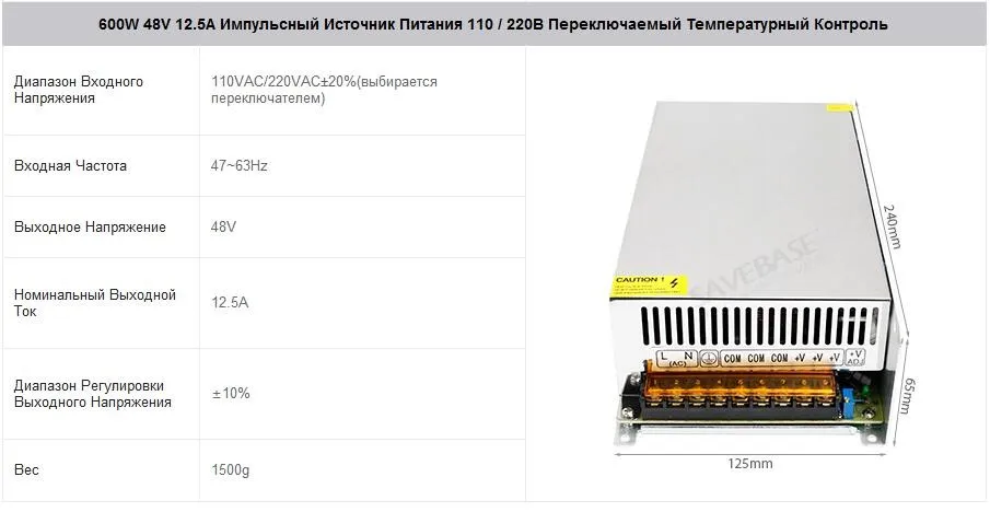 600W 48V 12.5A