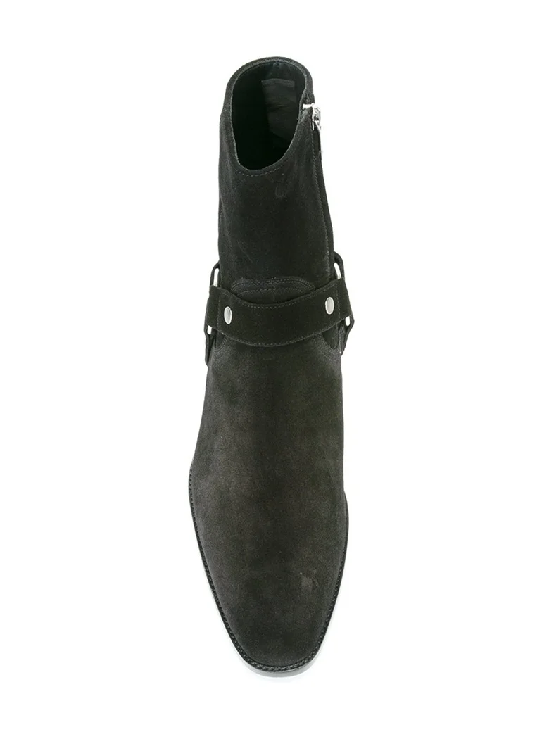 Punk Vintage Style Men Chelsea Western Motorcycle Boots Black