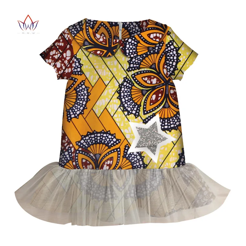 Ankara/Детские платья в африканском стиле с короткими рукавами и круглым вырезом; одежда в африканском стиле; Традиционное кружевное платье с принтом для девочек; WYT345 - Цвет: Серебристый