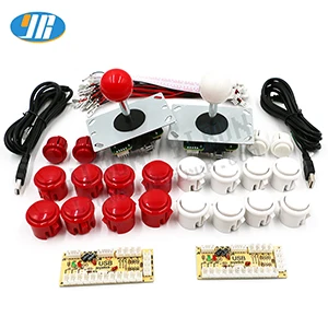 Diy аркадная игра комплект SANWA аркада джойстик DIY комплект для ПК и Raspberry Pi USB кодер 30 мм и 24 Кнопка - Цвет: Red and white