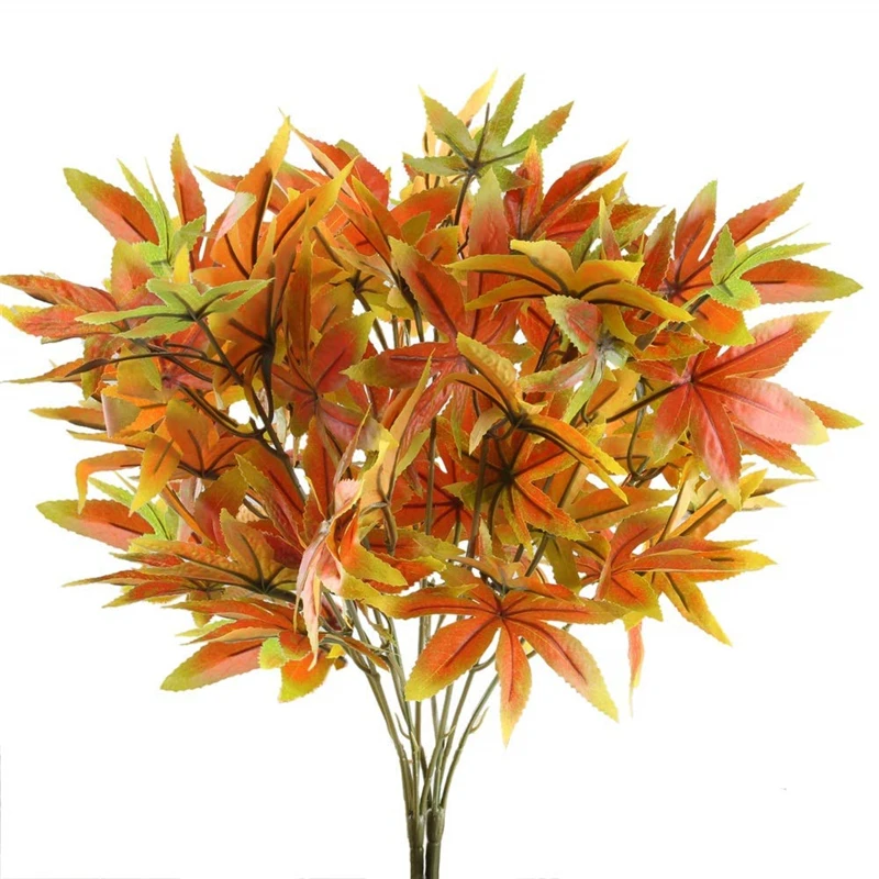 

2pcs Artificial Red Maple Leaves Flowers 5 Forks Simulation Fake Maple Leaves Plant For Home Wedding Party Mall Decoration